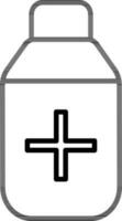 Medicine Bottle Icon in Line Art. vector