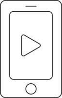 negro línea Arte vídeo jugar en teléfono inteligente icono. vector