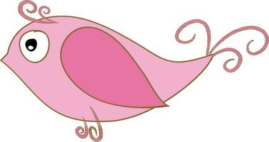 Cute doodle character of bird in pink color. vector