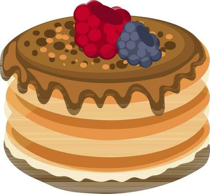 Illustration of cake decorated with red and blue berry.