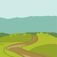 Flat view of green landscape or scenery. vector