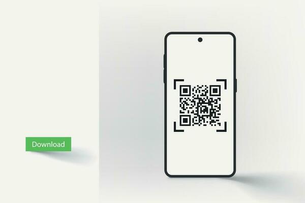 qr code on smartphone screen front view