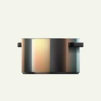 realistic shiny stainless cooking pot side view vector