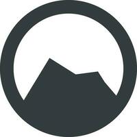 Silhouette of mountain in a circle logo or sign element. vector