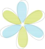 Isolated illustration of flower made with green and sky blue color. vector