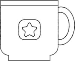 Isolated of Cup Icon in Thin Line Art. vector