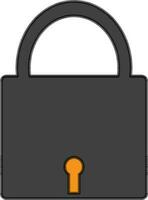 Illustration of lock icon in color with stroke for multimedia concept. vector