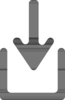 Symbol of file download icon for multimedia concept in black. vector