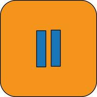 Push button icon in orange background with stroke for multimedia concept. vector