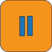 Push button icon in orange background with stroke for multimedia concept. vector