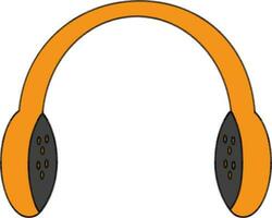 Illustration of headphone icon in color with stroke for music concept. vector