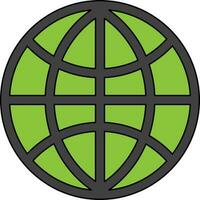 Website icon for internet in green color with stroke. vector