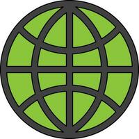 Website icon for internet in green color with stroke. vector