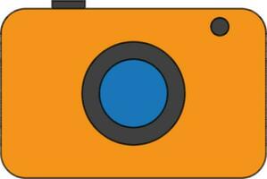 Orange color with stroke style of camera icon for capture picture. vector