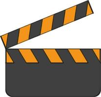 Clapboard icon for shooting concept in color with stroke. vector