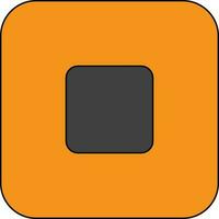 Stop button icon with orange color background and stroke style. vector
