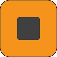 Stop button icon with orange color background and stroke style. vector