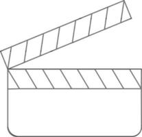 Stroke style of clapboard icon for shooting concept. vector