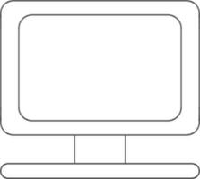 Monitor screen in icon for multimedia concept in stroke. vector