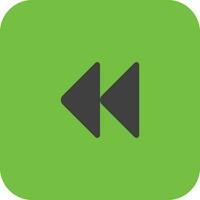 Rewind button icon in green background for multimedia. vector