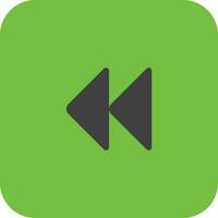 Rewind button icon in green background for multimedia. vector