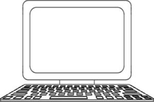 Stroke of computer system icon with monitor and keyboard. vector