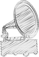 Line art illustration of gramophone. vector