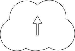 Uploading Cloud Data Icon In Thin Line Art. vector