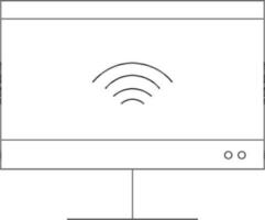 WiFi Connected Desktop Icon In Black Line Art. vector