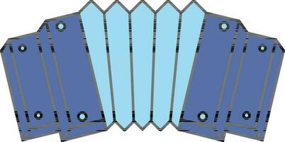 Flat Style Accordion Icon In Blue Color. vector