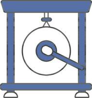 Vector Illustration Of Gong Instrument In Blue And White Color.