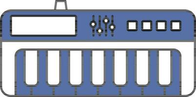 Flat Style Of Piano Keyboard Icon In Blue And White Color. vector