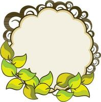 Glossy green leaves decorated blank frame. vector