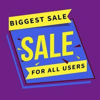 Text Biggest Sale poster or banner design for all users. vector