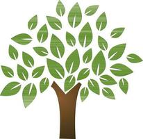 Illustration of tree with green leaves. vector