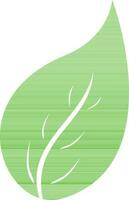 Flat style green leaf on white background. vector