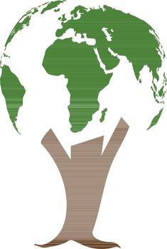 Tree shape earth globe in flat style. vector