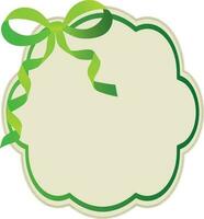 Blank frame decorated glossy green bow ribbon. vector