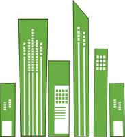 Green and white building. vector