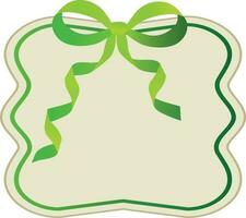 Glossy green bow ribbon decorated blank frame. vector