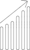 Black line art growing graph with arrow. vector