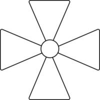 Flat style fan in black line art illustration. vector