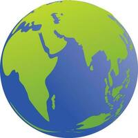 Blue and green earth globe in flat style. vector