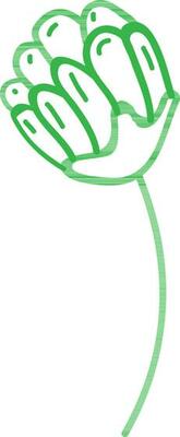 Line art illustration of green flower bud.