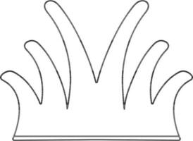 Black line art grass in flat style. vector