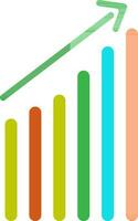 Colorful growing graph with green arrow. vector