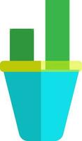 Flower pot with cactus plant in flat style. vector