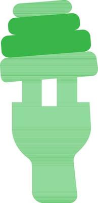 Flat style cfl bulb in green color.
