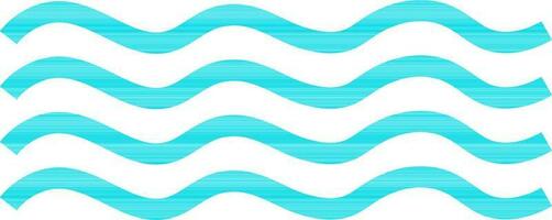 Flat style waves in blue color. vector