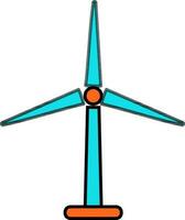 Flat style windmill in orange and blue color. vector